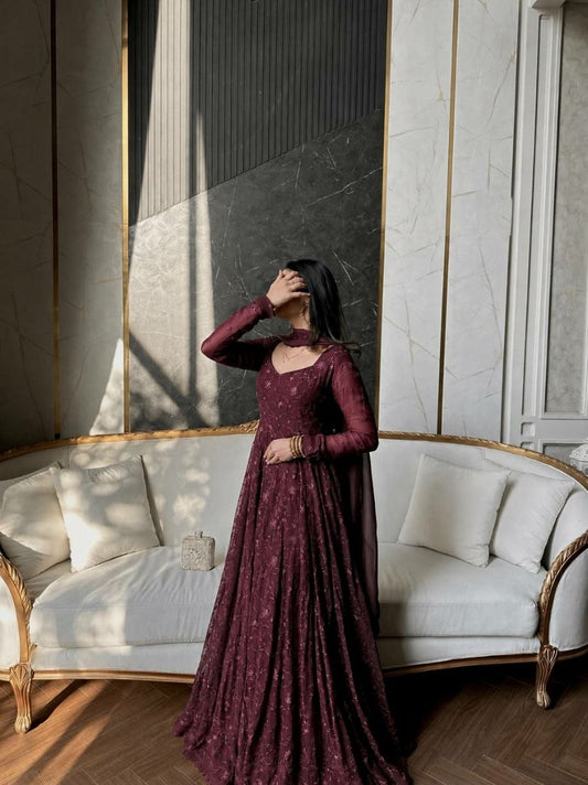 Quality Heavy Star Georgette Silk Anarkali Gown