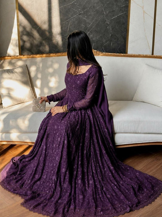 Quality Heavy Star Georgette Silk Anarkali Gown