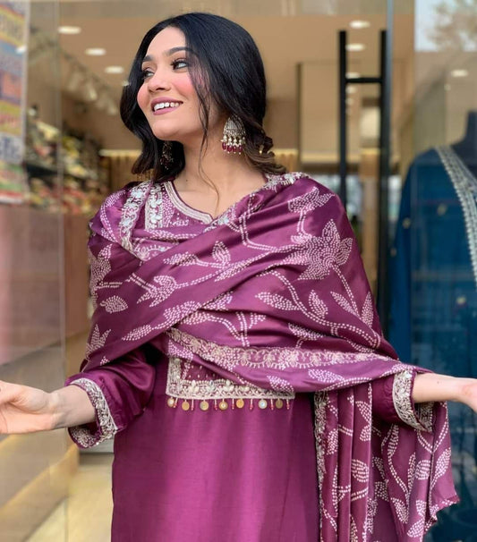 CHANDERI VISCOSE WITH SEQUENCE CODING KURTIS