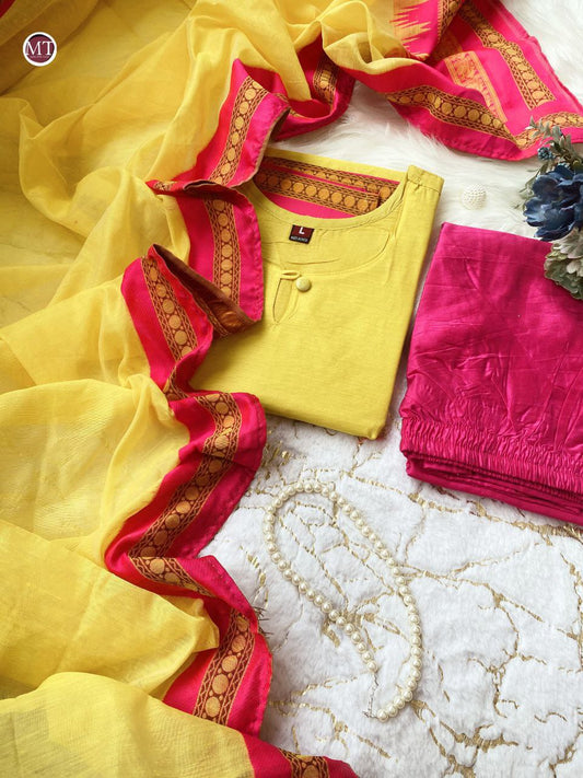 Beautiful Suit Sets in pure kanchi cotton Top pent with duppta