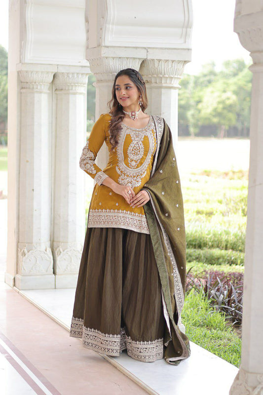 NC Silk With Sequins and Codding Embroidered work