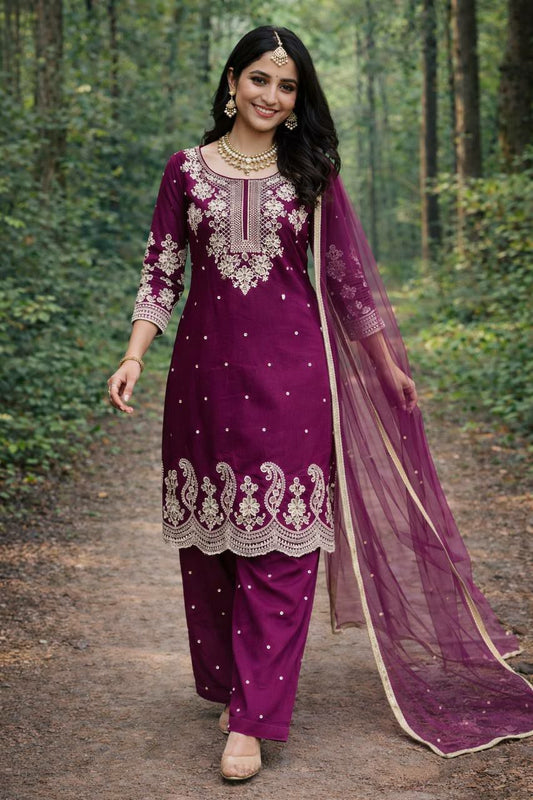 PURE GMY SILK HEAVY EMBROIDERY CODING WITH SEQUENCE WORK AND CUT WORK