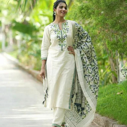 Khadi Cotton with Beautiful Embroidery