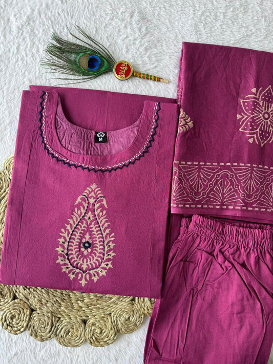 Pure Mul Cotton With Hand Block Prin