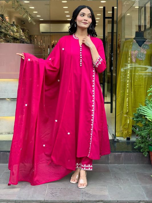 PURE VISCOSE CHANDERI WITH SEQUENCE EMBROIDERY WORK