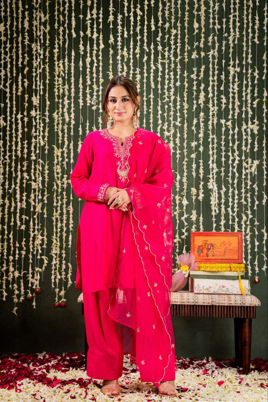 PURE VISCOSE CHANDERI WITH SEQUENCE COADING EMBROIDERY WORK