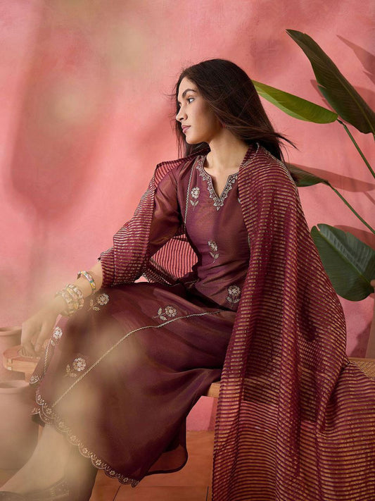 PURE PV SIMER SILK WITH SEQUENCE COADING EMBROIDERED WORK