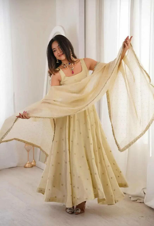 Cosmos Gold With Embroidery Work