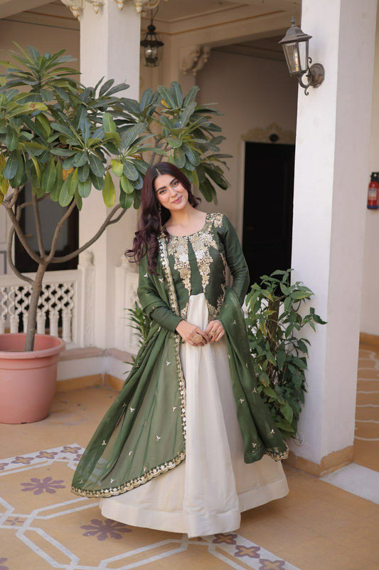 Glass Roman and Cosmos with Rich Sequins Embroidered work