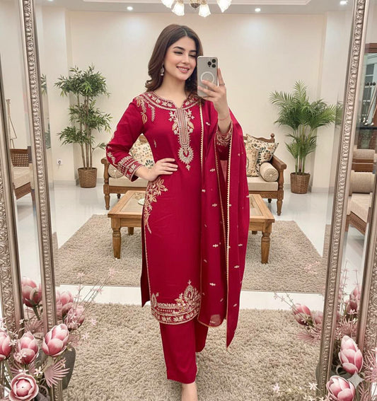 HEAVY EMBROIDERY SEQUENCES WORK WITH FANCY LACE BODAR