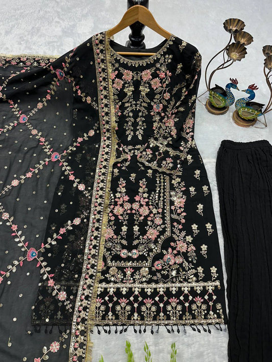HAVY FOX GOARGATE WITH HAVY EMBROIDERY WORK WITH MOTI AND MIRROR WORK AND MOTI LACE WORK