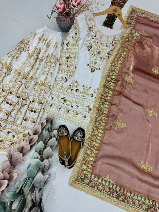 HEAVY EMBROIDERED CHINE SEQUENCE WORK