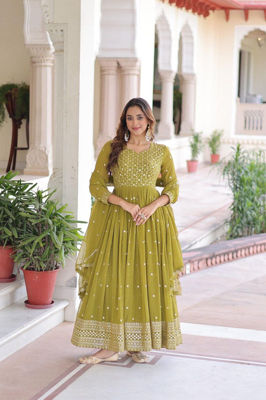 Faux Georgette with Rich Sequins & Zari Embroidered work