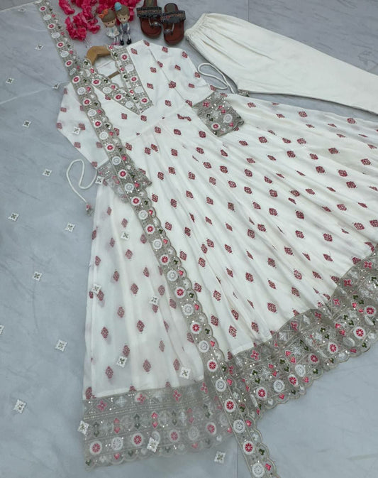 Pure Maska Silk With Embroidery 5 mm Sequence Work With Sleeve With Tassels Gown