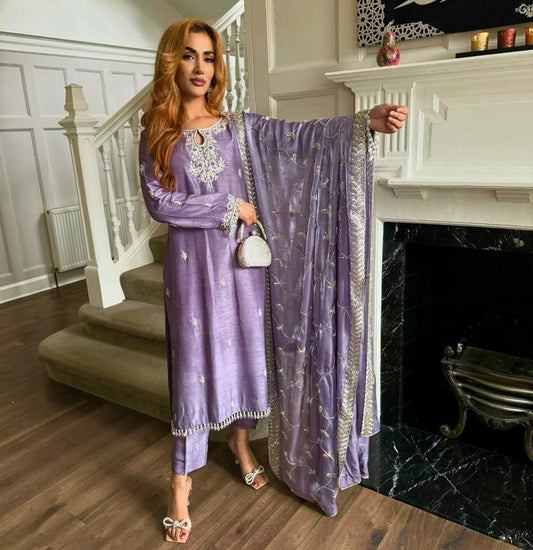 Pure Jimmy Choo Silk And Sleeve With Work And Latkan Kurti