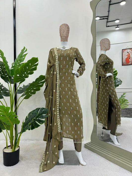 Faux Georgette RIvet Moti With Lace Border New Arrival Kurti Pair For Women