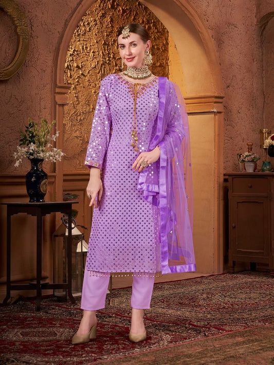 HAVY FOUX GOARGATE WITH HAVY EMBROIDERY 9 MM SIQAVS WORK AND MOTI WORK KURTI SET