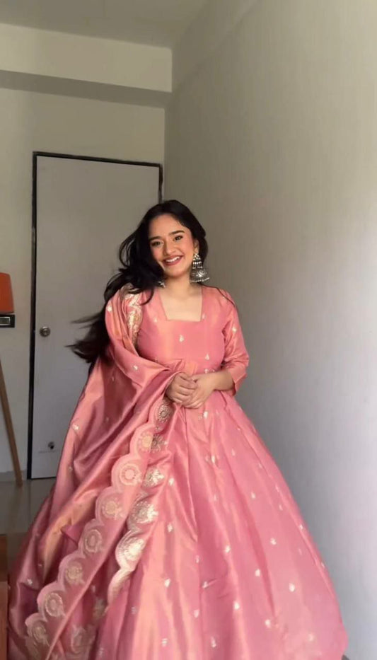 Silk Organza Round Kurti Set With Dupatta With New Design