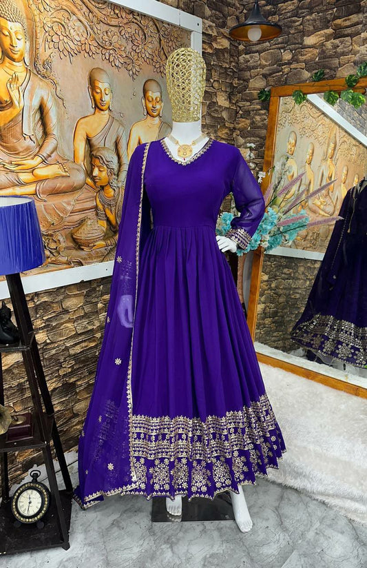GOWN WITH PANT AND EMBROIDERY WORK GOWN FOR WEDDING FOR WOMEN