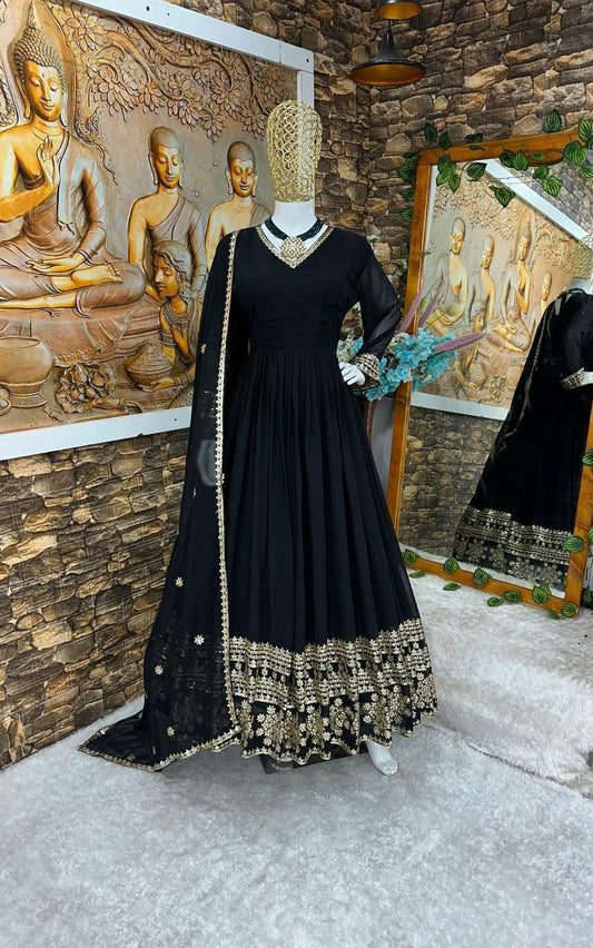 GOWN WITH PANT AND EMBROIDERY WORK GOWN FOR WEDDING FOR WOMEN