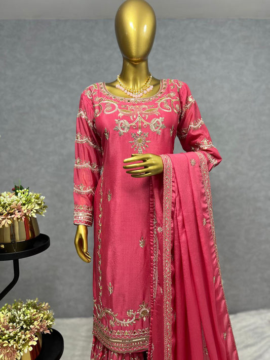 3 PIECE KURTI WITH SHARARA AND DUPATTA