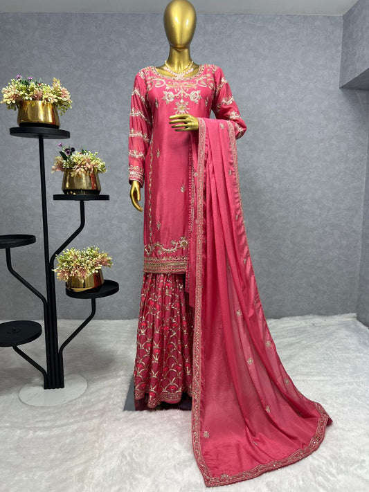 3 PIECE KURTI WITH SHARARA AND DUPATTA