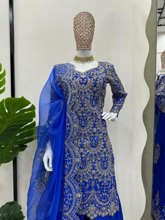 New Embroidery Kurti And Sharara Set For Women For Wedding