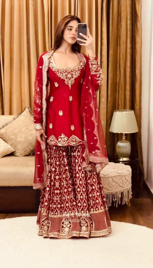 Georgette With Embroidery Sequence Work with Sleeves