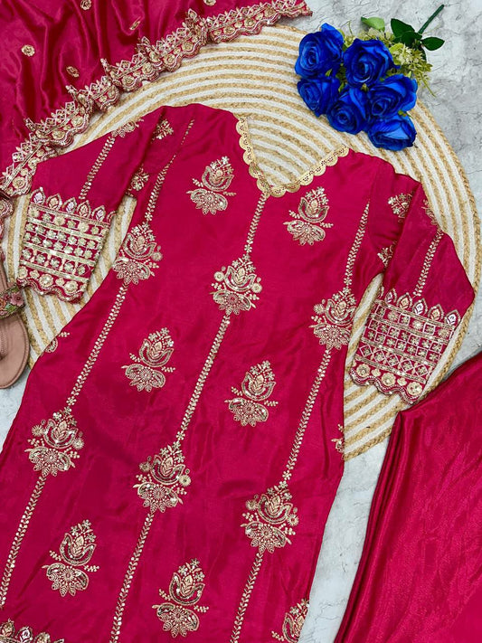 HAVYCHINON SILK WITH HAVY EMBROIDERY WORK KURTI