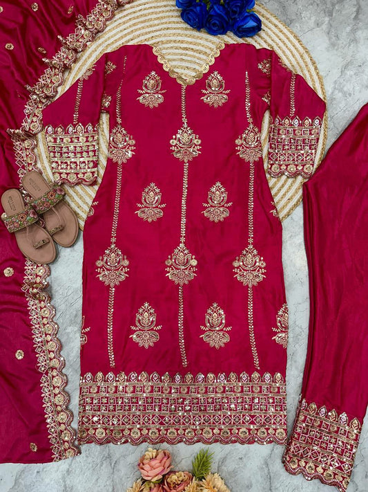 HAVYCHINON SILK WITH HAVY EMBROIDERY WORK KURTI