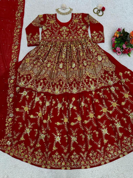 Sequnce work and Lehngha on also Georgette febric & inner with Thred & Sequnce work Dupatta