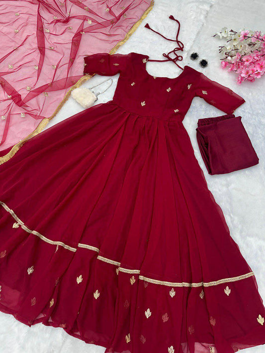 Embroidery work butta Anarkali suit with huge flair, anarkali