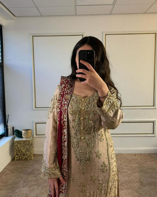 Fancy Embroidery And Sequins Work With Stone Hand Work With Unstitched Buttons Kurti