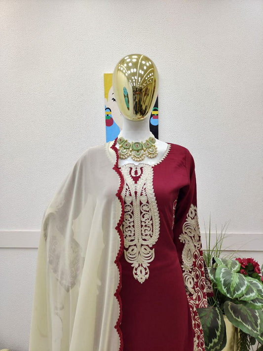 New Red Maska Cotton Work Kurti For Women