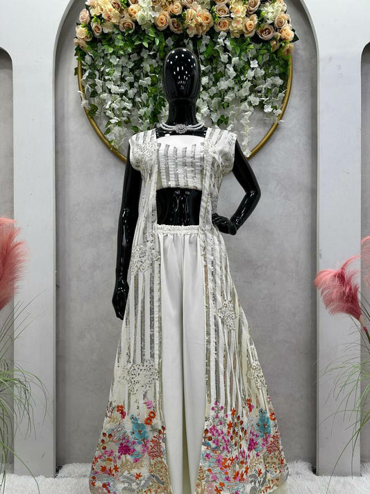 Faux Georgette Thread With Sequence Kurti For Women