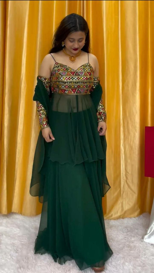 Faux Georgette Inner Top And Bottom Set For Women