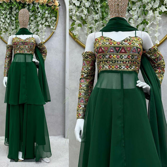 Faux Georgette Inner Top And Bottom Set For Women