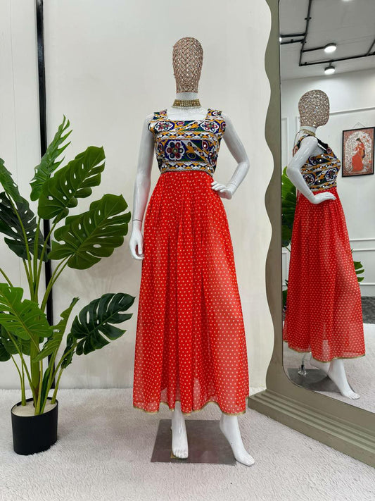 Faux Georgette Micro Work Chine Stich Work Kurti Set For Women For Function