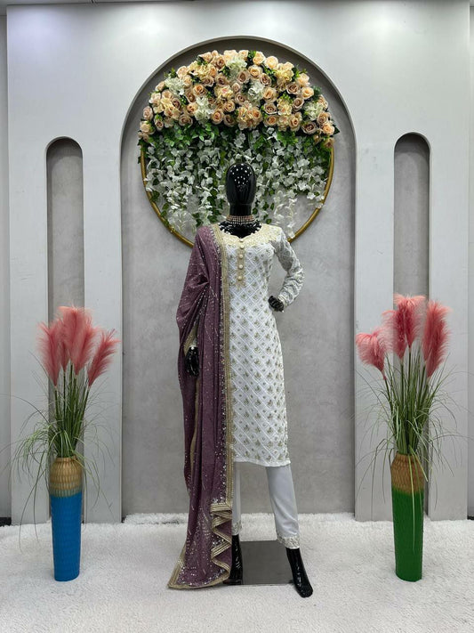 Faux Georgette Thread And Sequence Work For Women