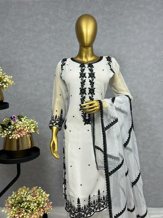 Fancy Heavy Faux Georgette Kurti Set For Women