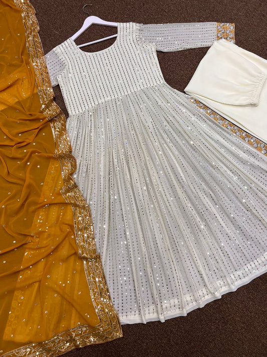 Heavy Embroidery And 5mm Sequins Work (Only Front Side Work) Kurti