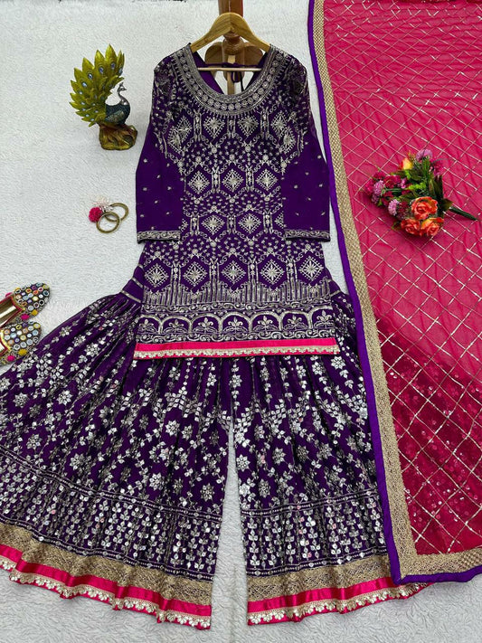 Designer Purple Kurti Set For Women For Wedding