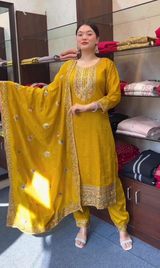 HALDI CEREMONY YELLOW KURTI FOR WOMEN