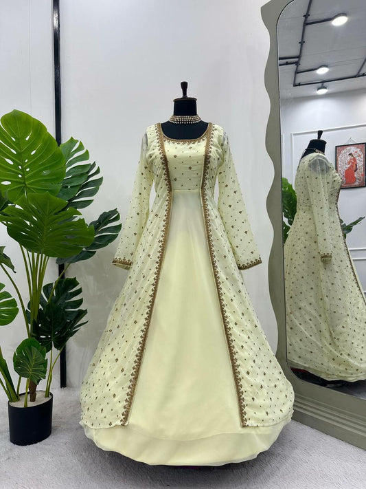 White Stylish And New Trendind Gown For Wedding And Festival For Women