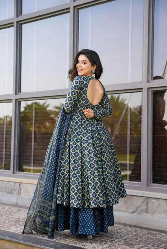 Anarkali - pure Soft Cotton printed Anarkali huge flair suit