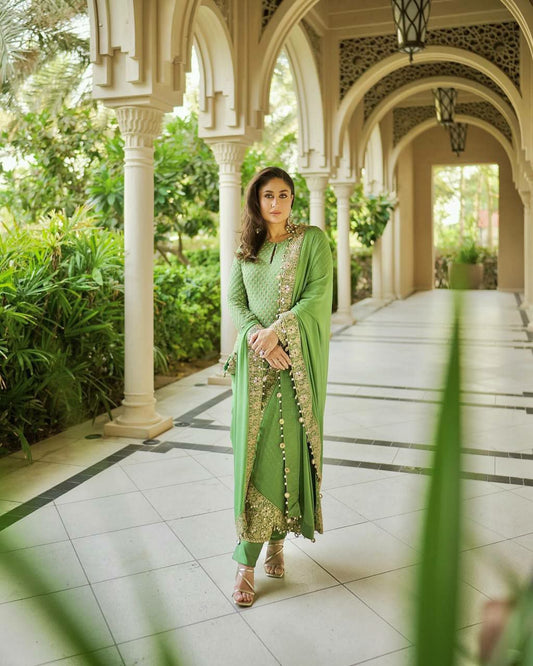 HEAVY FAUX GEORGETTE WITH ATTRACTIVE & BEAUTIFUL EMBROIDERY SEQUENCE AND THREAD WORK PALAZZO KURTI