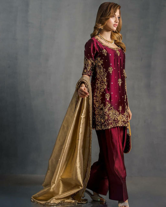 MOSS SATIN WITH SEQUANCE EMBROIDERY WORK SALWAAR SUIT 