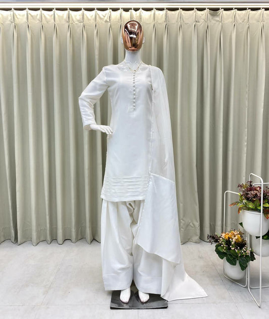 MOSS SATIN WITH MICRO INNER AND ORGANZA WITH MOSS SATIN PALLU SALWAAR SUIT