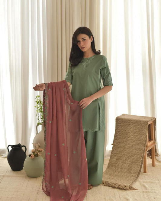 HAVY FRANCH CREP AND HAVY EMBROIDERY WORK WITH MICRO COTAN AND ELASTIC TOP & BOTTAM SUIT