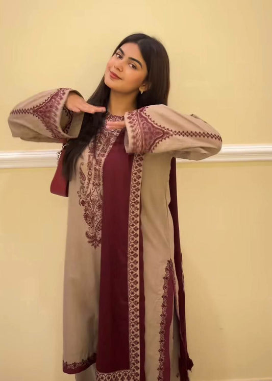 Faux Georgette With Heavy Micro Cotton And Embroidery Work And Beads Work Farshi Palazzo Dress